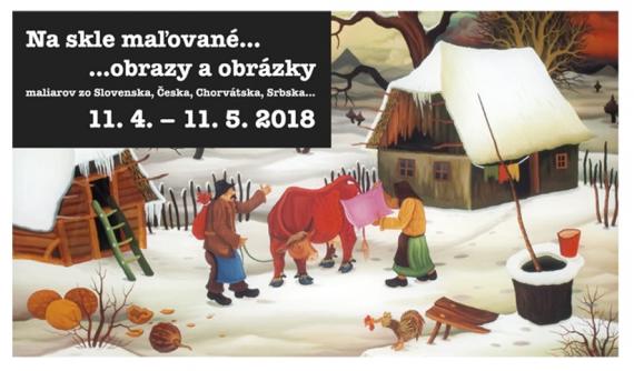 Plagát výstavy s názvom Na skle maľované ... obrazy a obrázky Plagát výstavy s názvom Na skle maľované ... obrazy a obrázky