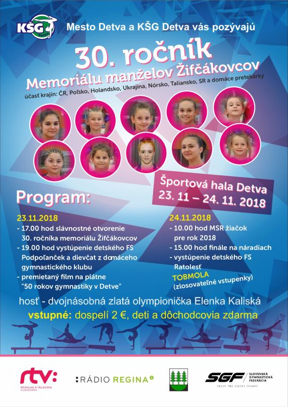 Plagát 30. ročník Memoriálu manželov Žifčákovcov s programom ako v texte Plagát 30. ročník Memoriálu manželov Žifčákovcov s programom ako v texte