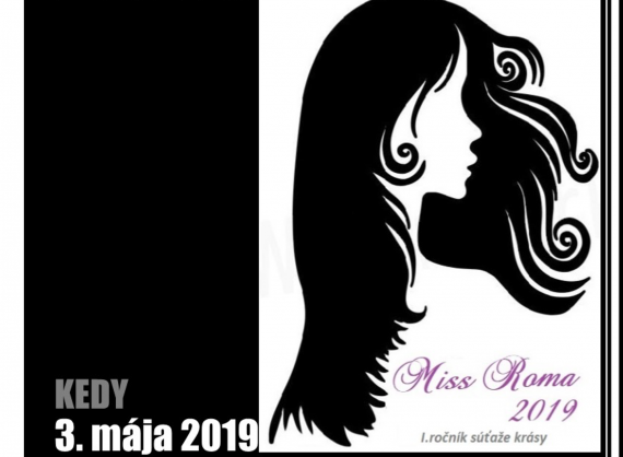 Výrez z plagátu Miss Roma 2019, grafika dievčenskej tváre, 3. mája 2019 Výrez z plagátu Miss Roma 2019, grafika dievčenskej tváre, 3. mája 2019